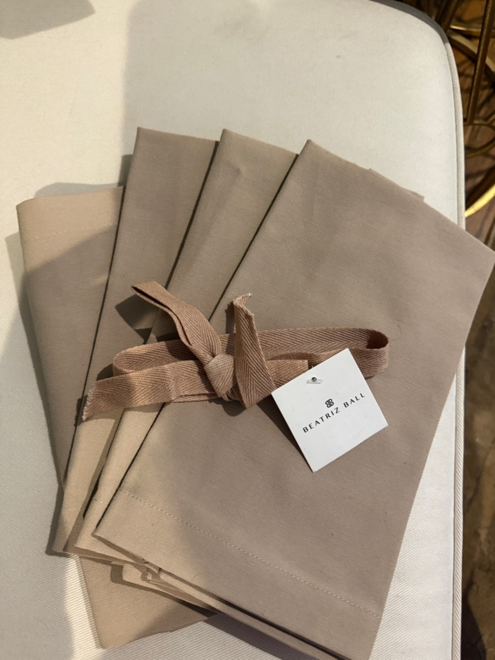Beatriz Ball Taupe Napkins - Set with of 4 Ribbon